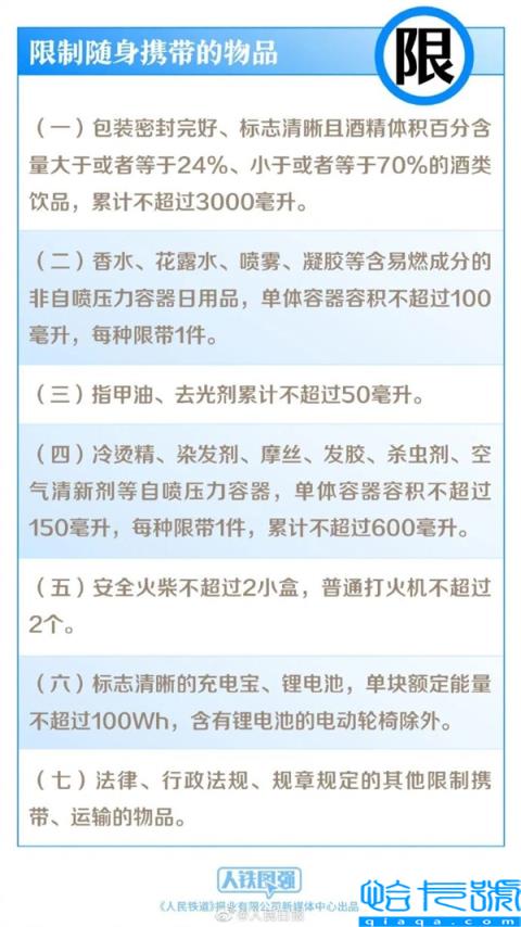 充电宝限容!明起坐火车可携带物品有新变化