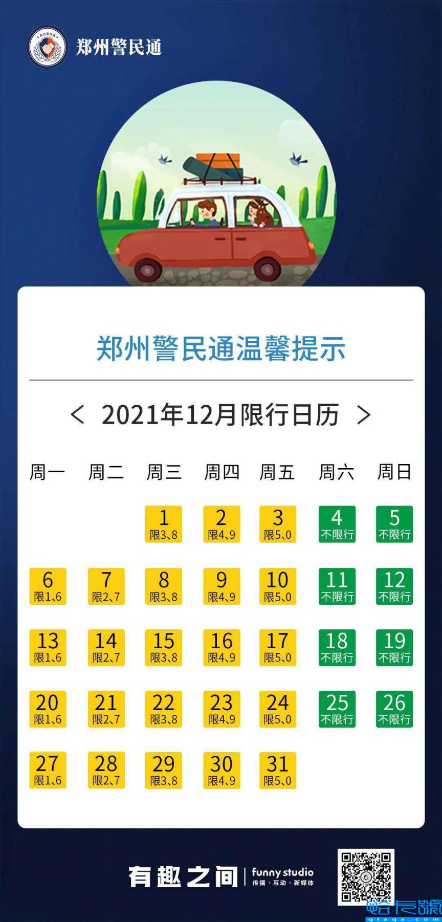 2022年郑州车牌照限号时间表新规定（郑州市车辆限号时间表）